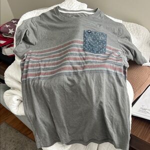 Travis Mathew Gray and Blue Striped Tee